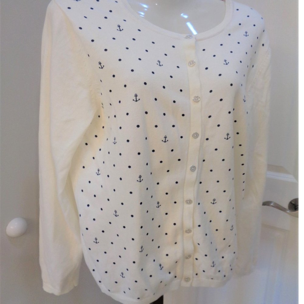 Tommy Hilfiger Anchor Knit Cardigan Sweater Size L Summer Sweater